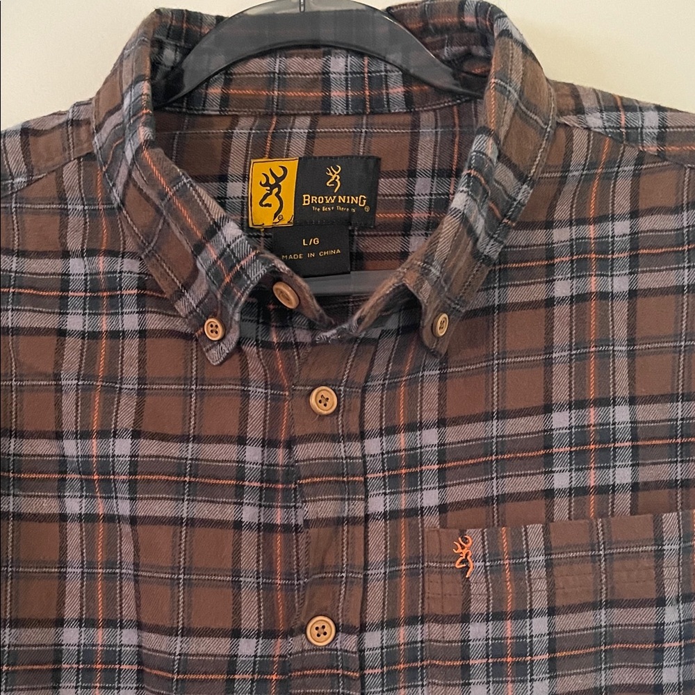 Browning Men's Casual Brown Plaid Shirt thin flannel